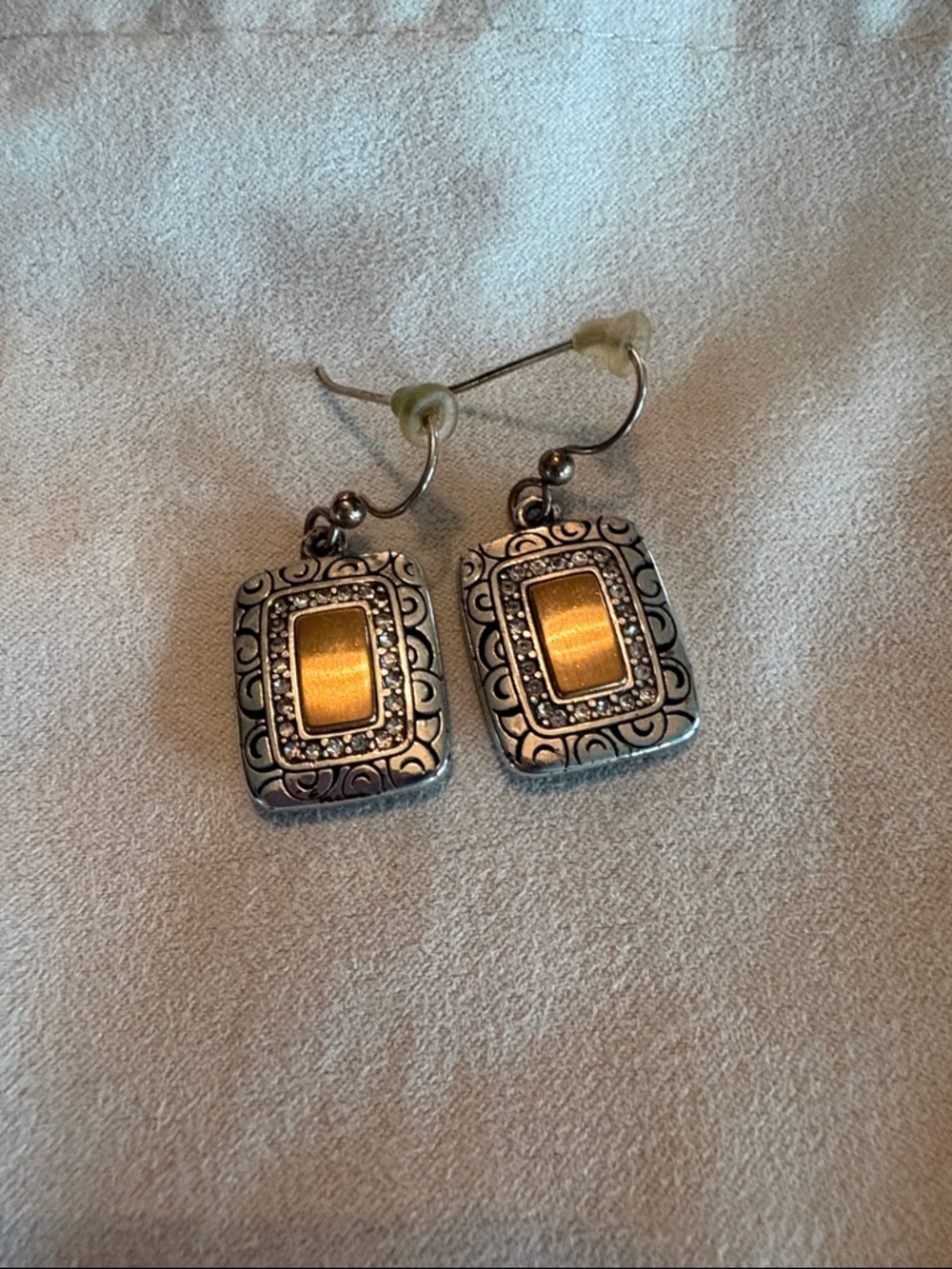 Brighton Silver and Gold Rectangular Drop Earrings